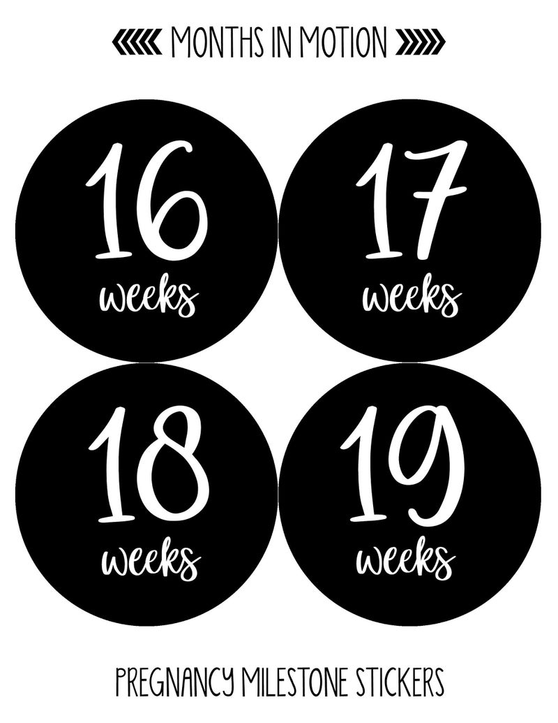Months In Motion Pregnancy Weekly Belly Growth Stickers - Week to Week Pregnant Expecting Photo Prop - Maternity Keepsake - Baby Bump - Large Set of 36 Weekly Photo Sticker - Image 3